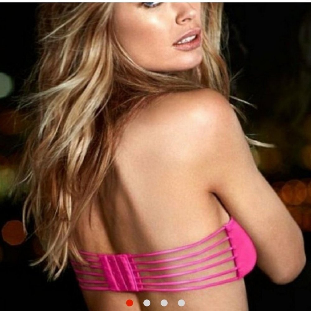Victoria Secret 32C Strappy Hot Pink Underwire Bandeau
